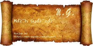 Méh Győző névjegykártya